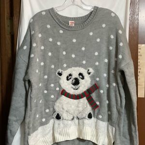 Holiday Time: Polar Bear winter snow grey sweater plus size (XXL) 24 inches